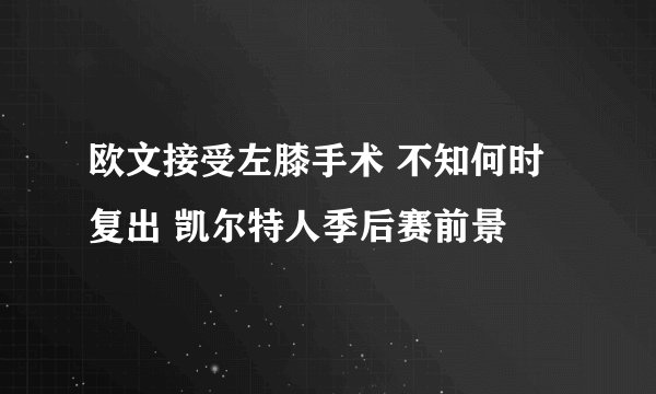 欧文接受左膝手术 不知何时复出 凯尔特人季后赛前景