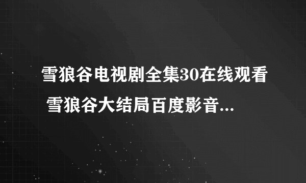 雪狼谷电视剧全集30在线观看 雪狼谷大结局百度影音 雪狼谷27集28集29集30集剧情介绍