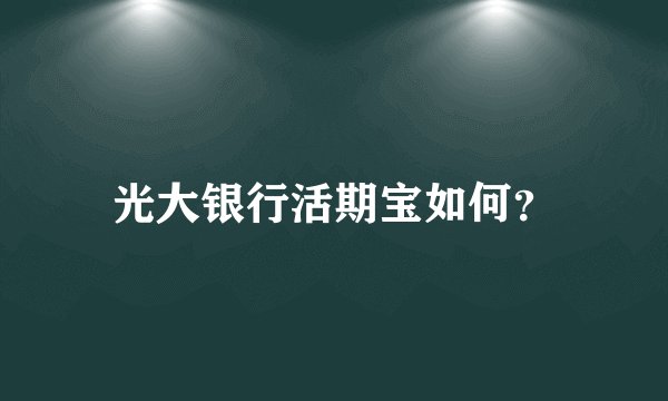 光大银行活期宝如何？