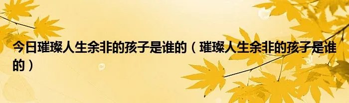 今日璀璨人生余非的孩子是谁的（璀璨人生余非的孩子是谁的）