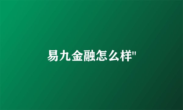 易九金融怎么样