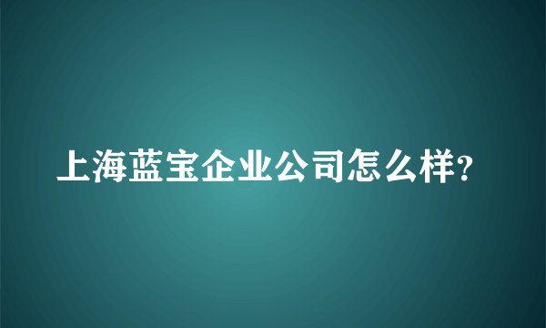 上海蓝宝企业公司怎么样？