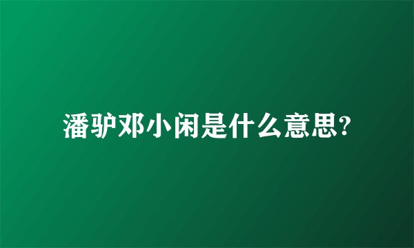 潘驴邓小闲是什么意思?