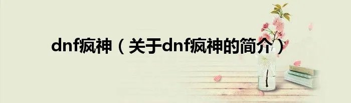 dnf疯神（关于dnf疯神的简介）