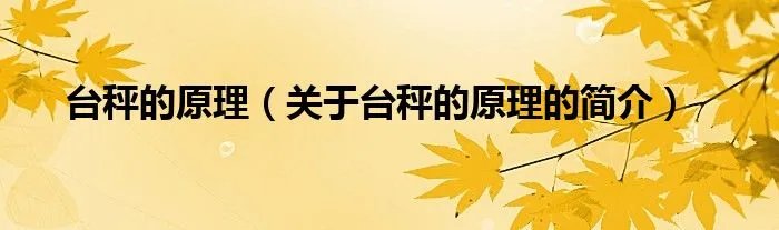 台秤的原理（关于台秤的原理的简介）