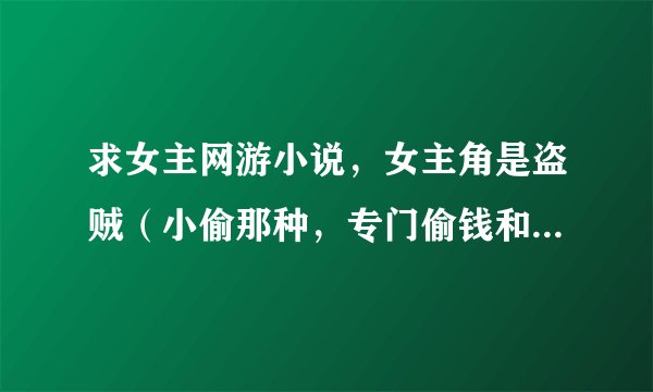 求女主网游小说，女主角是盗贼（小偷那种，专门偷钱和东西那种），刺客也行，字数不限，不要女主角智商...