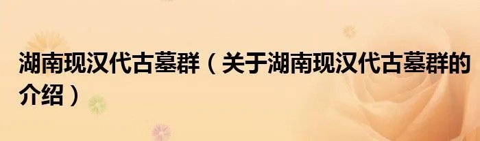 湖南现汉代古墓群（关于湖南现汉代古墓群的介绍）