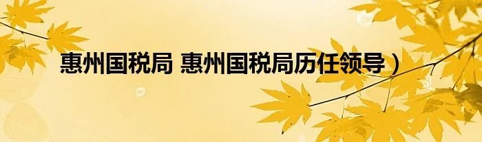 惠州国税局 惠州国税局历任领导）