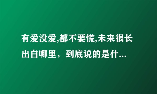 有爱没爱,都不要慌,未来很长出自哪里，到底说的是什么寓意。