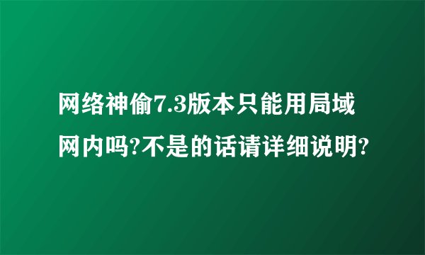 网络神偷7.3版本只能用局域网内吗?不是的话请详细说明?