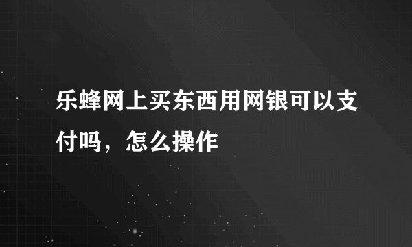 乐蜂网上买东西用网银可以支付吗,怎么操作