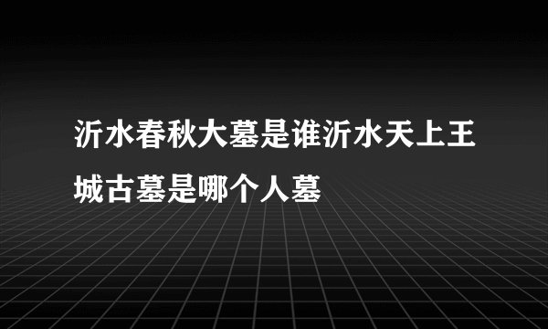 沂水春秋大墓是谁沂水天上王城古墓是哪个人墓
