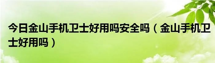 今日金山手机卫士好用吗安全吗（金山手机卫士好用吗）