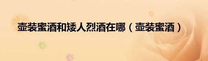 壶装蜜酒和矮人烈酒在哪（壶装蜜酒）