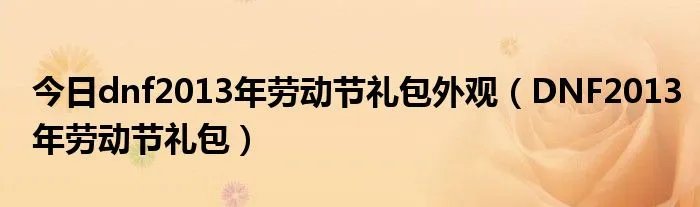 今日dnf2013年劳动节礼包外观（DNF2013年劳动节礼包）