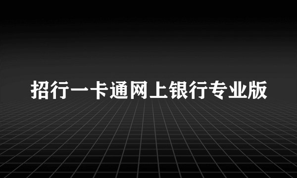 招行一卡通网上银行专业版