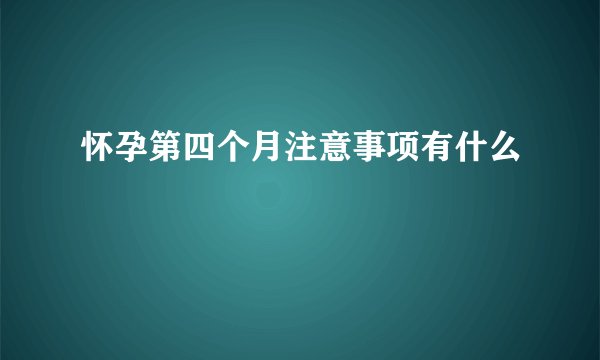 怀孕第四个月注意事项有什么