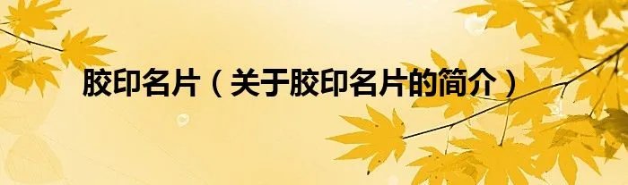 胶印名片（关于胶印名片的简介）