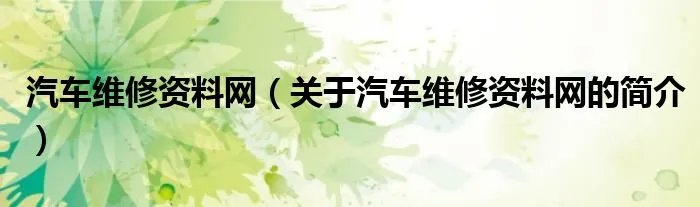 汽车维修资料网(关于汽车维修资料网的简介)