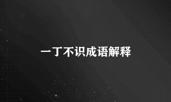 一丁不识成语解释