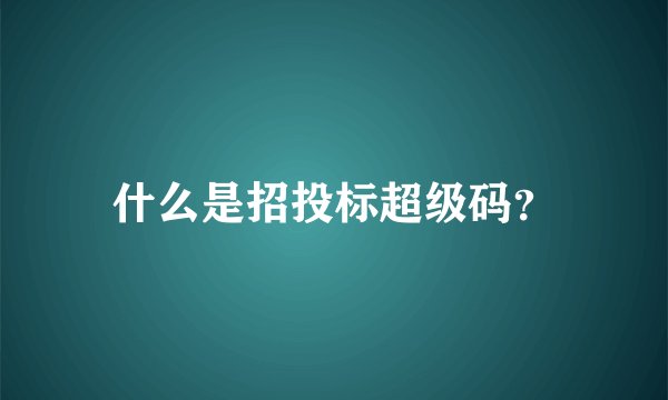 什么是招投标超级码?