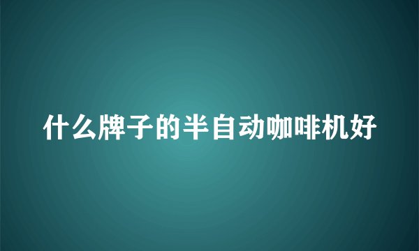 什么牌子的半自动咖啡机好