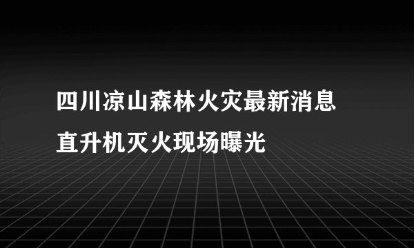 四川凉山森林火灾最新消息 直升机灭火现场曝光