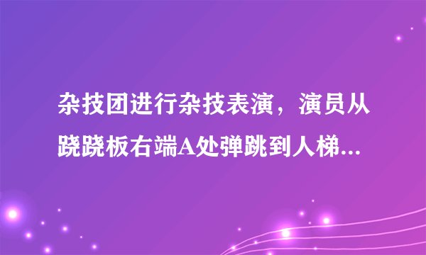 杂技团进行杂技表演，演员从跷跷板右端A处弹跳到人梯顶端的椅子B处，其身体（看成一点）的路线是抛物线y=-