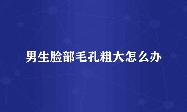 男生脸部毛孔粗大怎么办