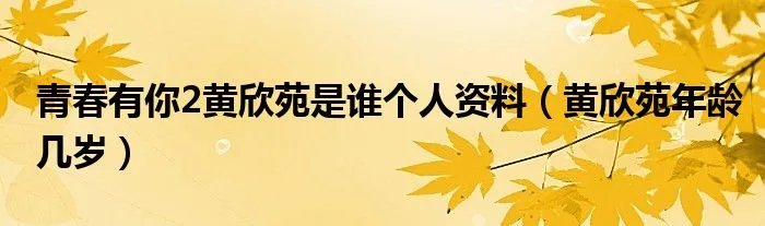 青春有你2黄欣苑是谁个人资料（黄欣苑年龄几岁）