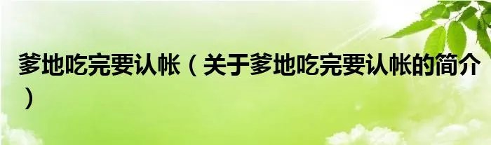 爹地吃完要认帐（关于爹地吃完要认帐的简介）