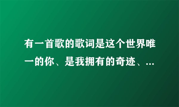 有一首歌的歌词是这个世界唯一的你、是我拥有的奇迹、对我说的一字一句都是我们的秘密、是什么歌吖？