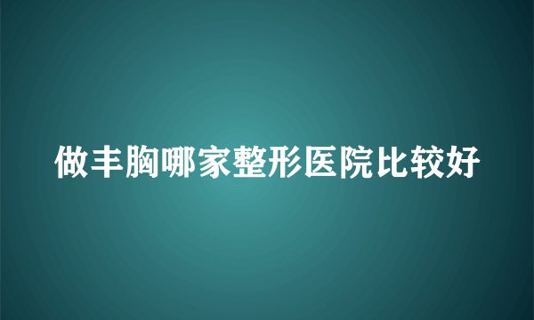 做丰胸哪家整形医院比较好
