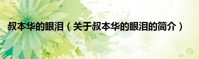 叔本华的眼泪（关于叔本华的眼泪的简介）
