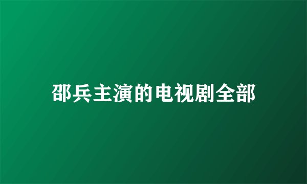 邵兵主演的电视剧全部
