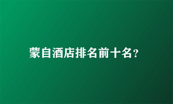 蒙自酒店排名前十名？