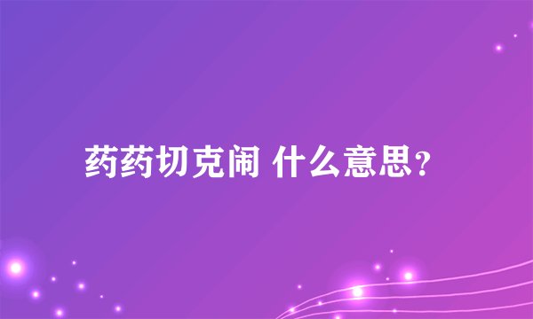 药药切克闹 什么意思？