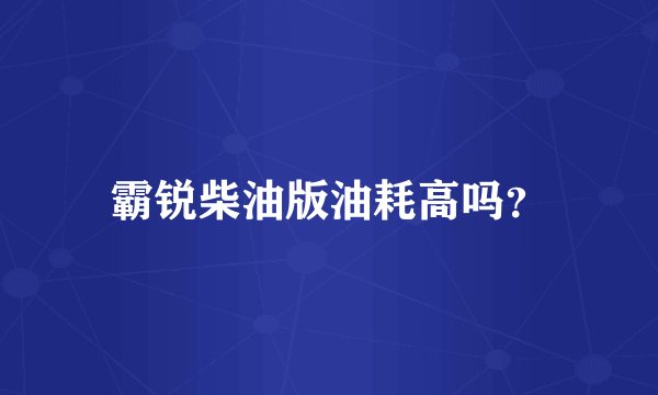 霸锐柴油版油耗高吗？