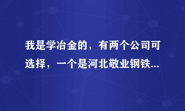 我是学冶金的,有两个公司可选择,一个是河北敬业钢铁,另一个邢台机械轧辊厂,哪个比较好?