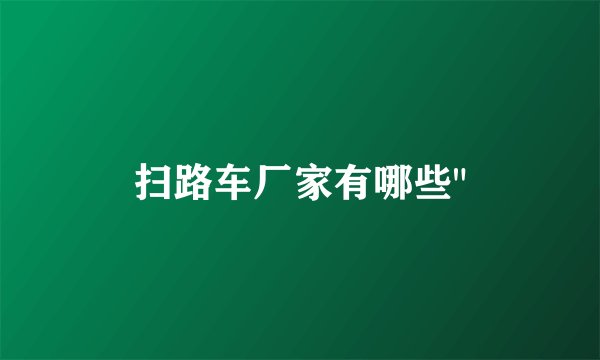 扫路车厂家有哪些