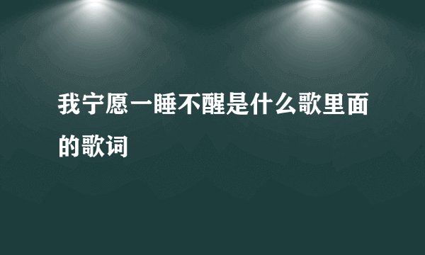 我宁愿一睡不醒是什么歌里面的歌词
