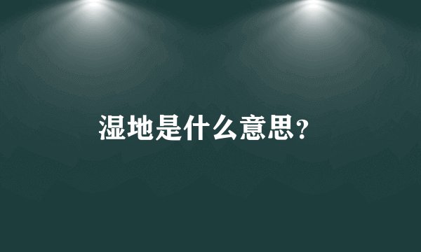 湿地是什么意思？