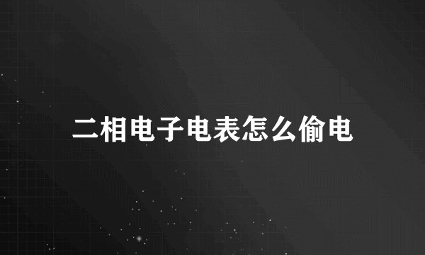 二相电子电表怎么偷电