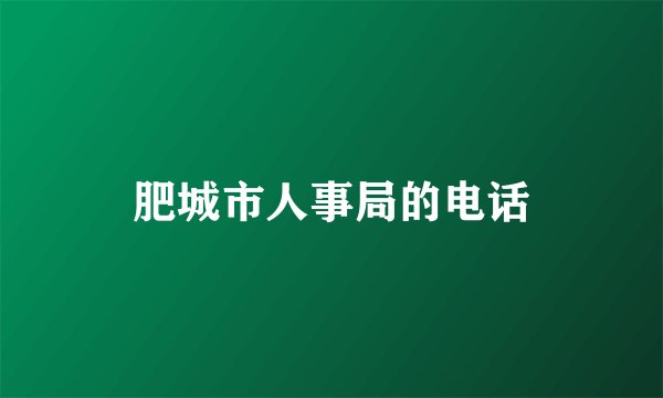 肥城市人事局的电话