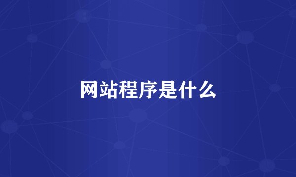 网站程序是什么