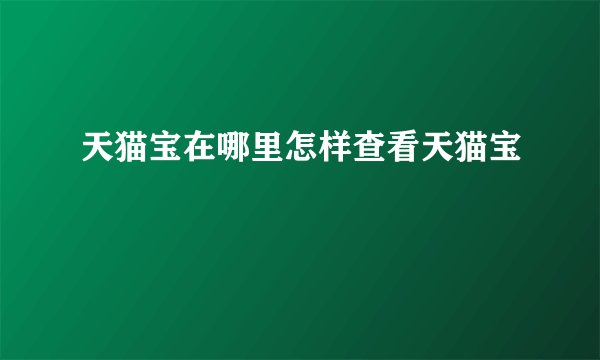 天猫宝在哪里怎样查看天猫宝