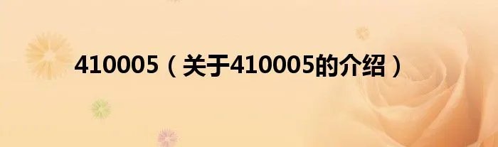 410005（关于410005的介绍）