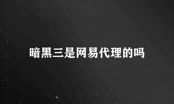 暗黑三是网易代理的吗