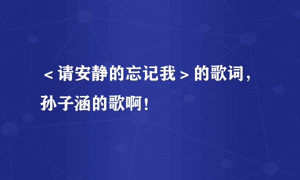 <请安静的忘记我>的歌词,孙子涵的歌啊!