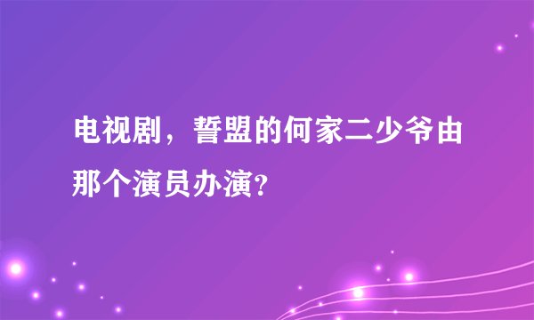 电视剧，誓盟的何家二少爷由那个演员办演？